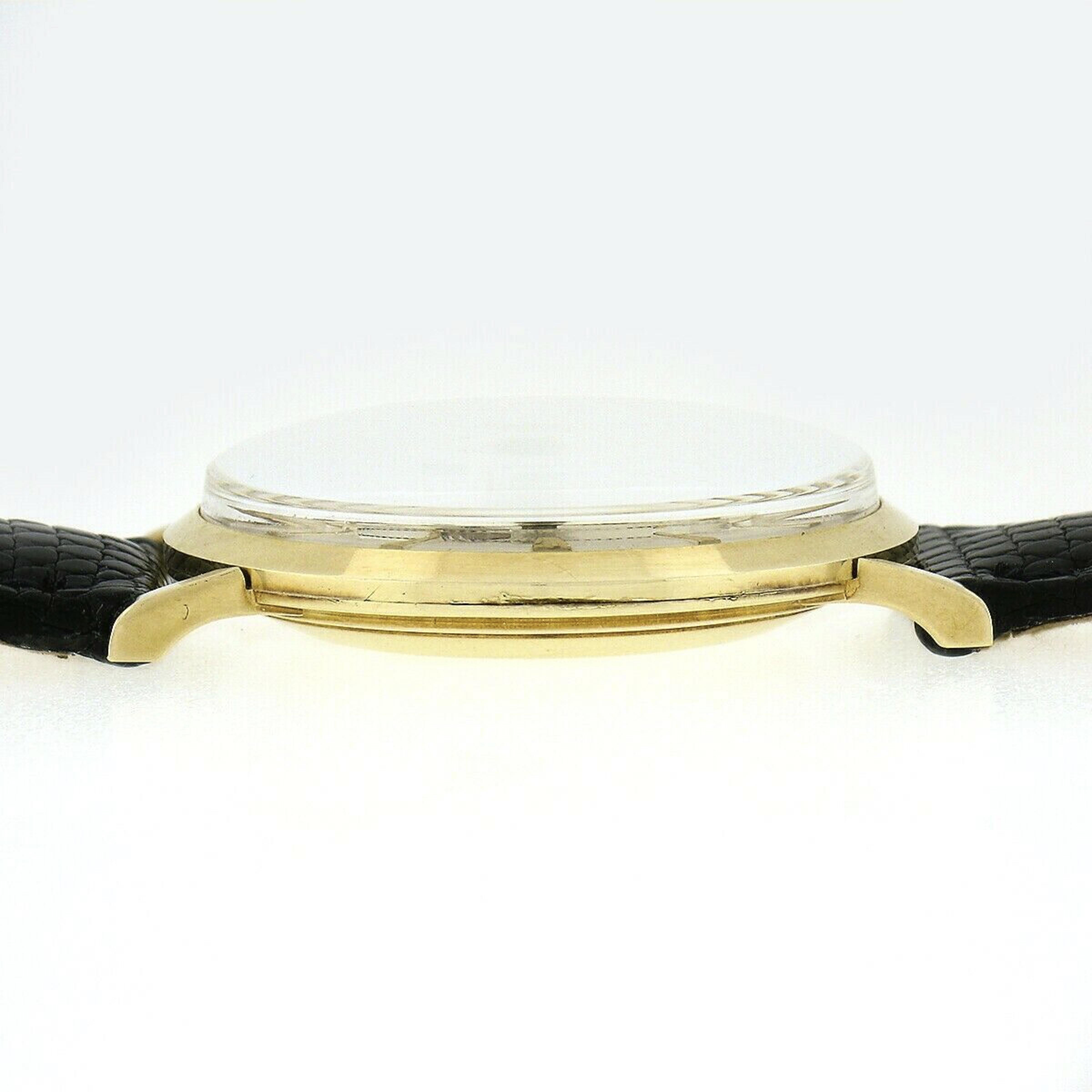 LeCoultre 182 Montre-bracelet mécanique vintage à cadran mystérieux en or 14 carats 480/CW en vente 1