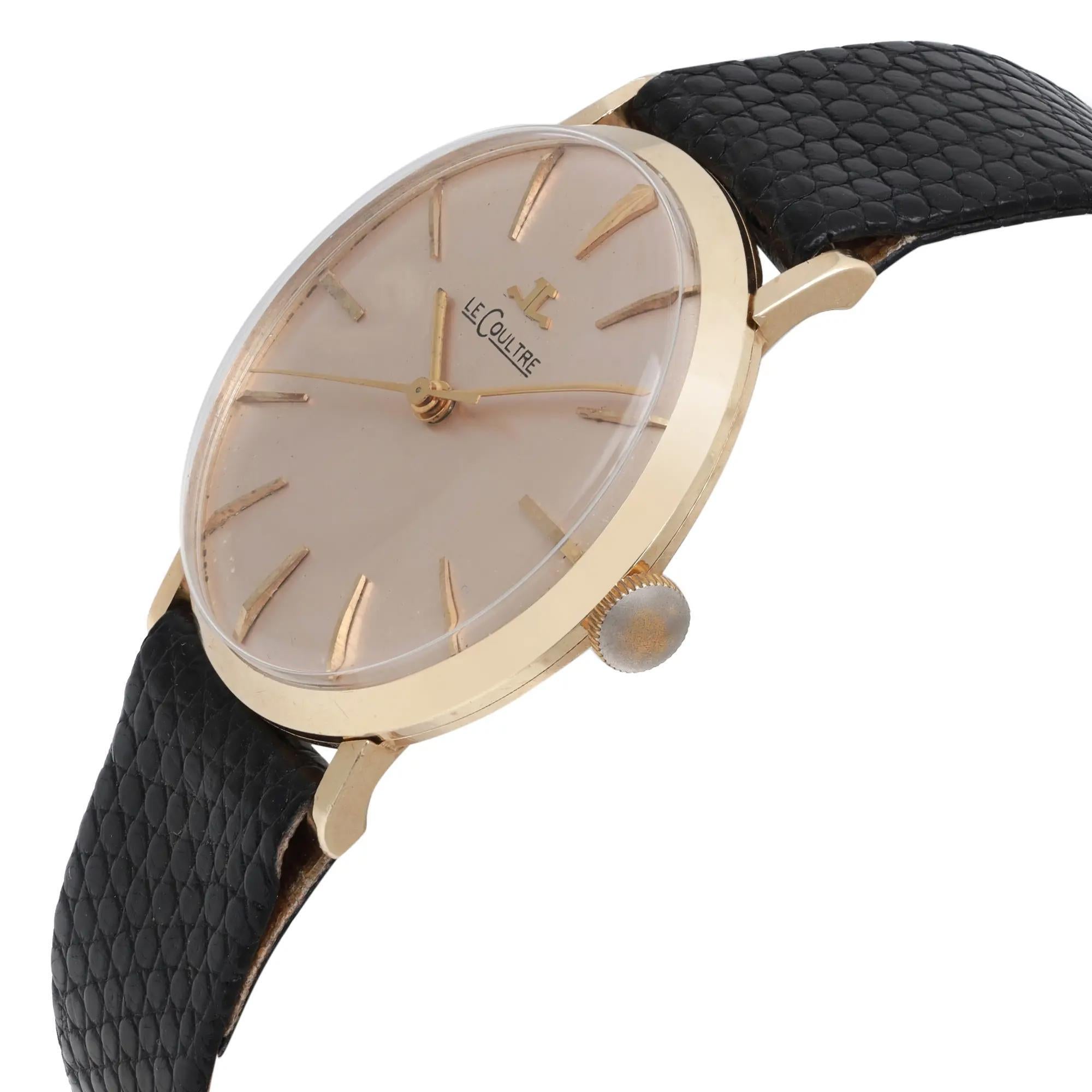 Women's or Men's Vintage LeCoultre 32MM 14K Yellow Gold Silver Dial Manual Wind Watch 733528 For Sale