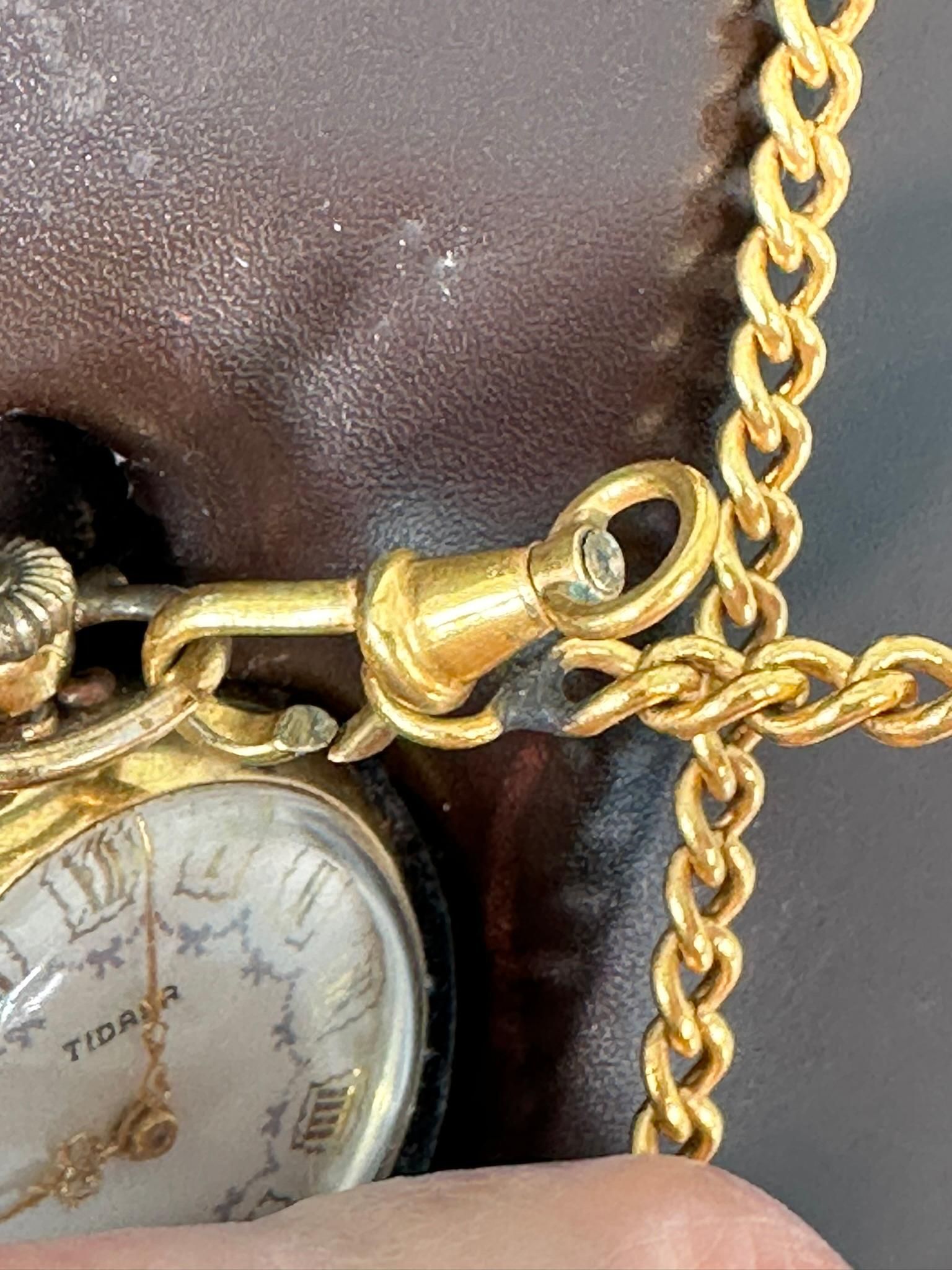 Bolso Vintage Lederer de Cuero Marrón Estructurado con Reloj y Herrajes Dorados 5