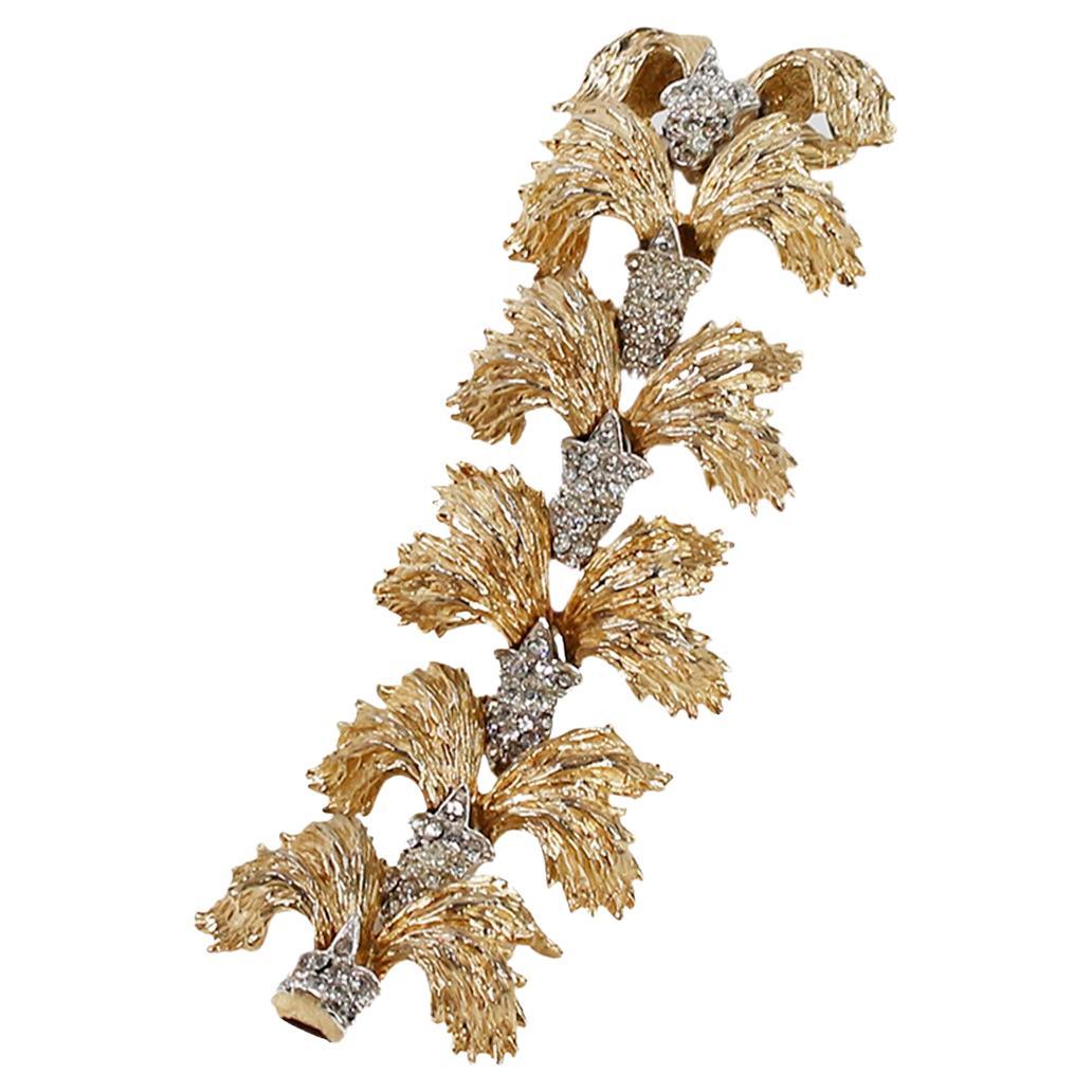Pulsera Vintage Ledo Diamante y Oro Circa Años 60. Es muy similar al aspecto de Buccellati. Es impresionante por sí solo, y se puede mezclar y combinar con joyería fina. Pulsera Sustancial.  Me lo he puesto con un puño Buccellati y nadie se ha