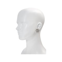 Vintage Ledo Silver Tone Clip-On Half Flower Earrings, 1960s