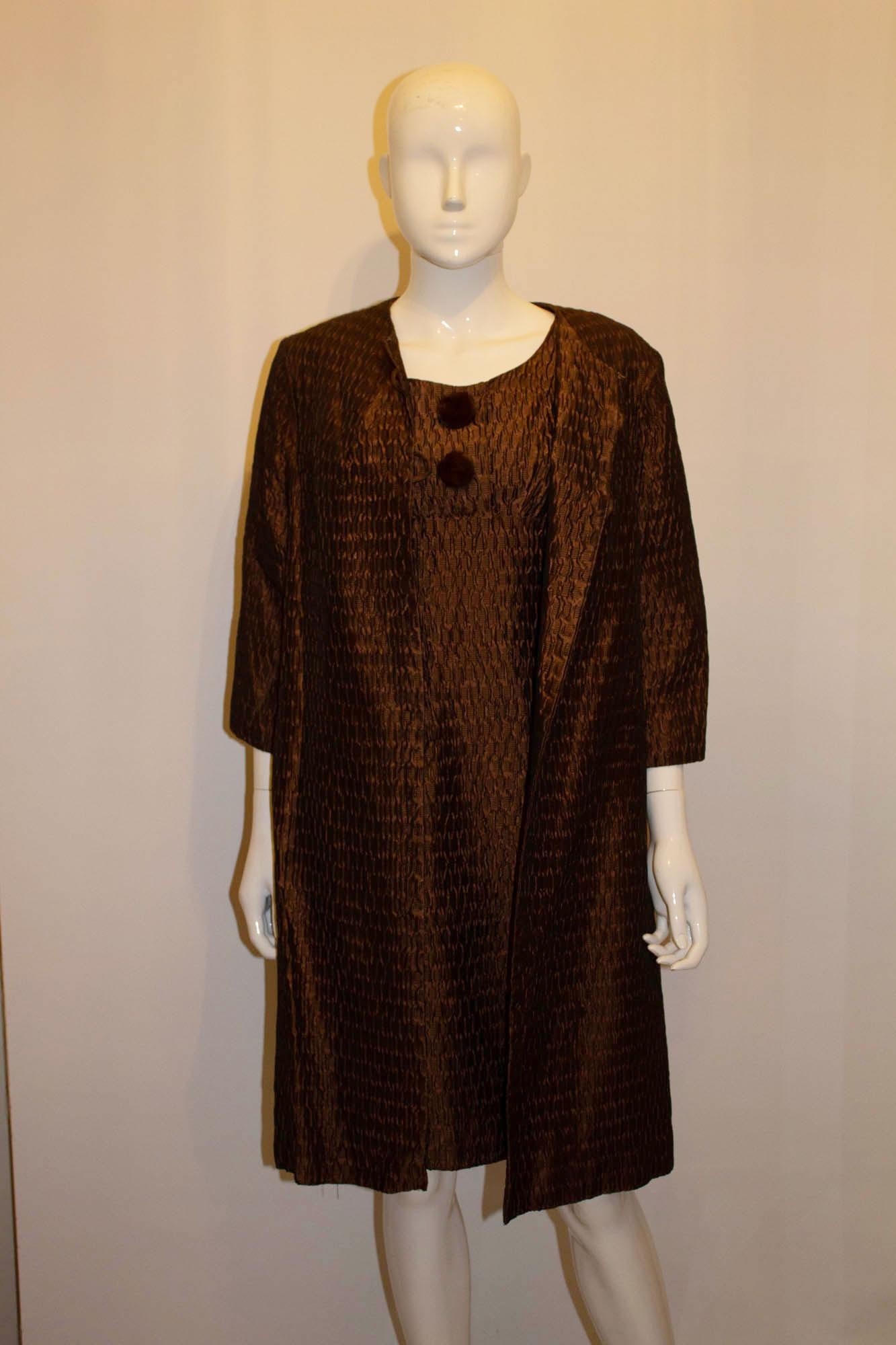 Noir Vintage Lee Delman  Robe et manteau marron en vente