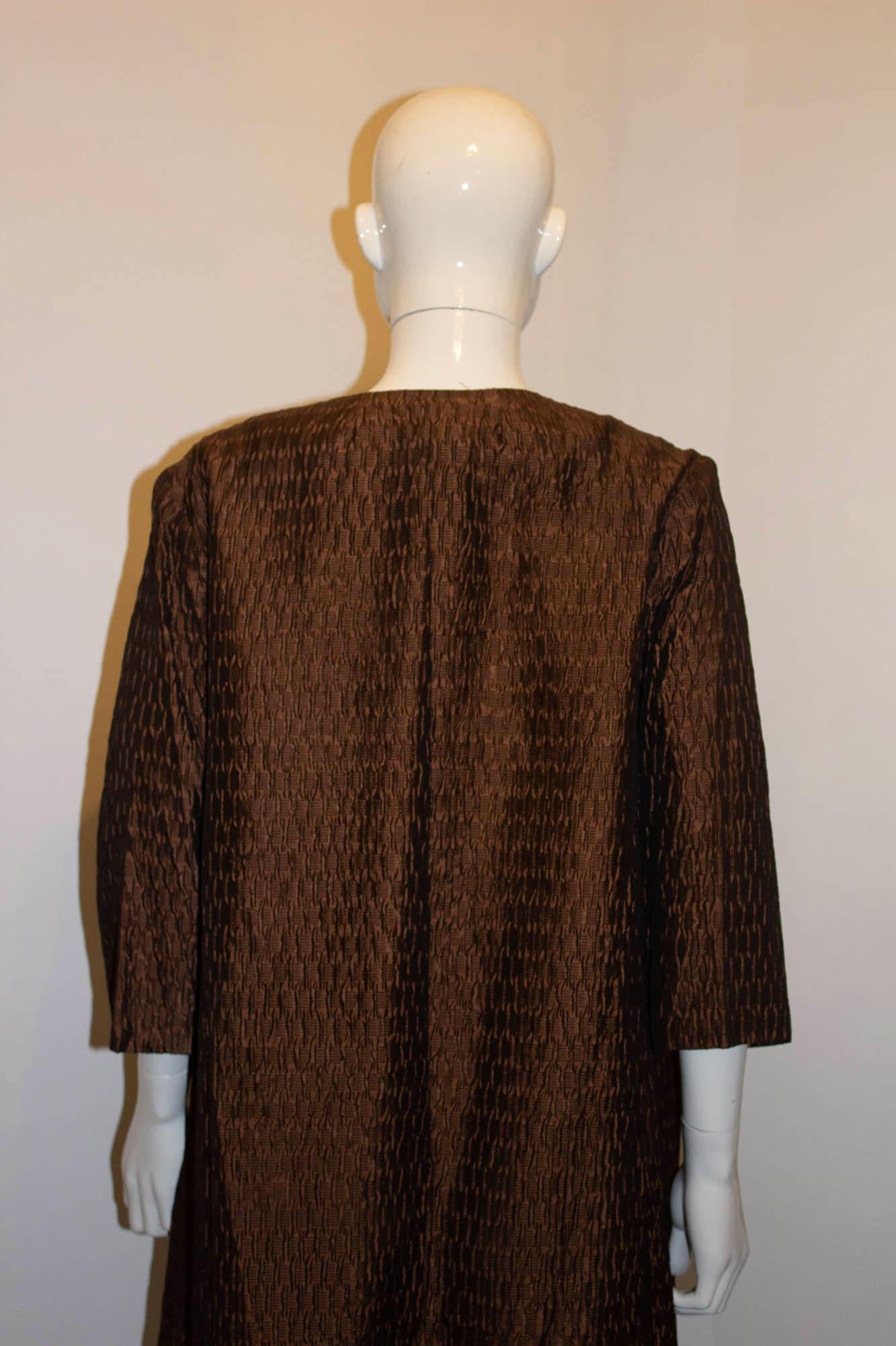 Vintage Lee Delman  Brown Dress and Coat In Good Condition For Sale In London, GB