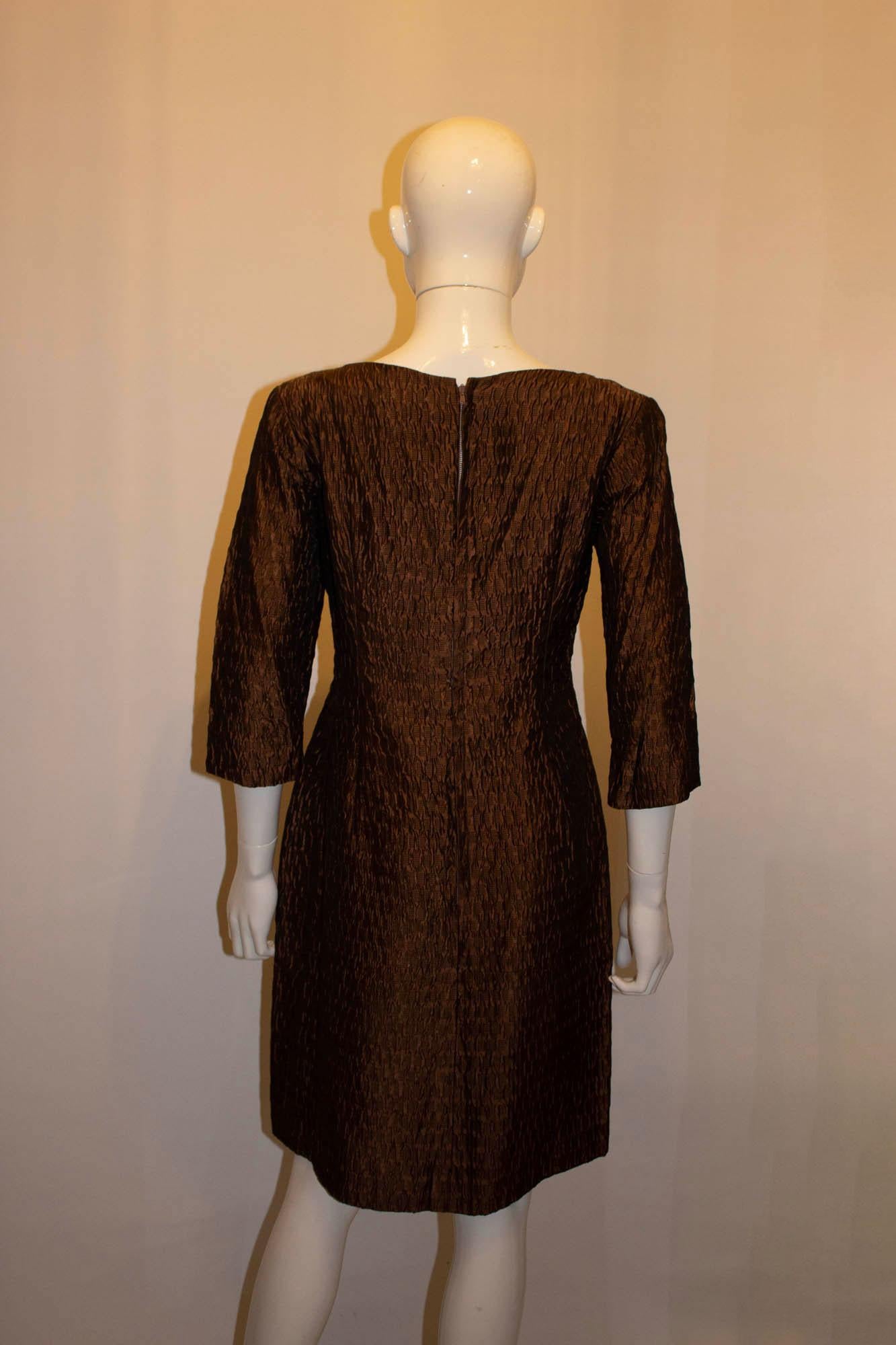 Women's Vintage Lee Delman  Brown Dress and Coat For Sale