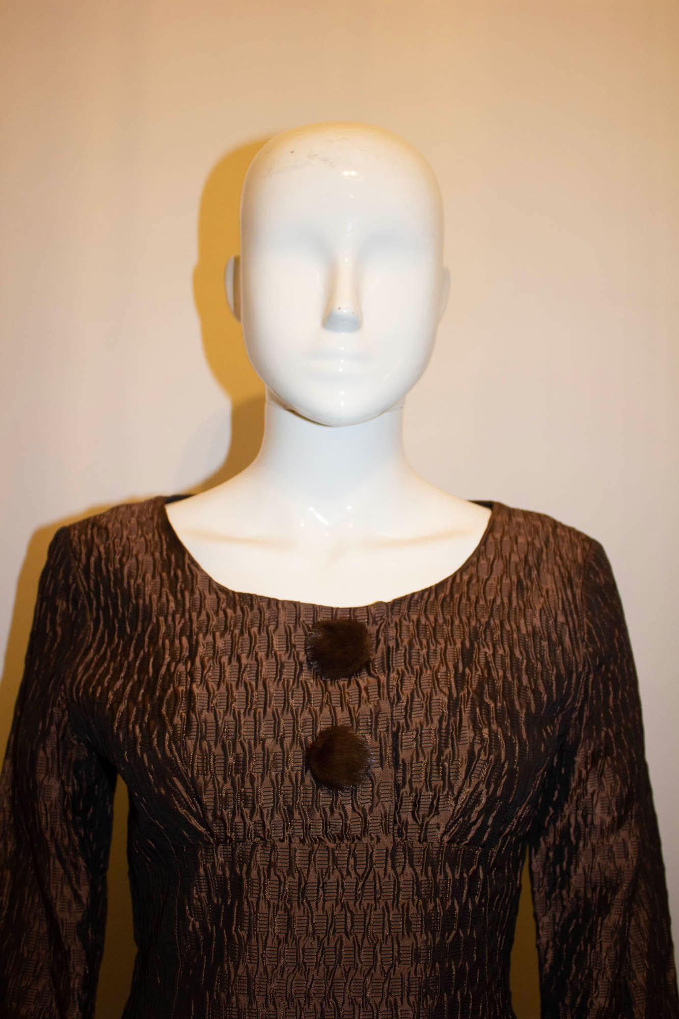 Vintage Lee Delman  Brown Dress and Coat For Sale 2