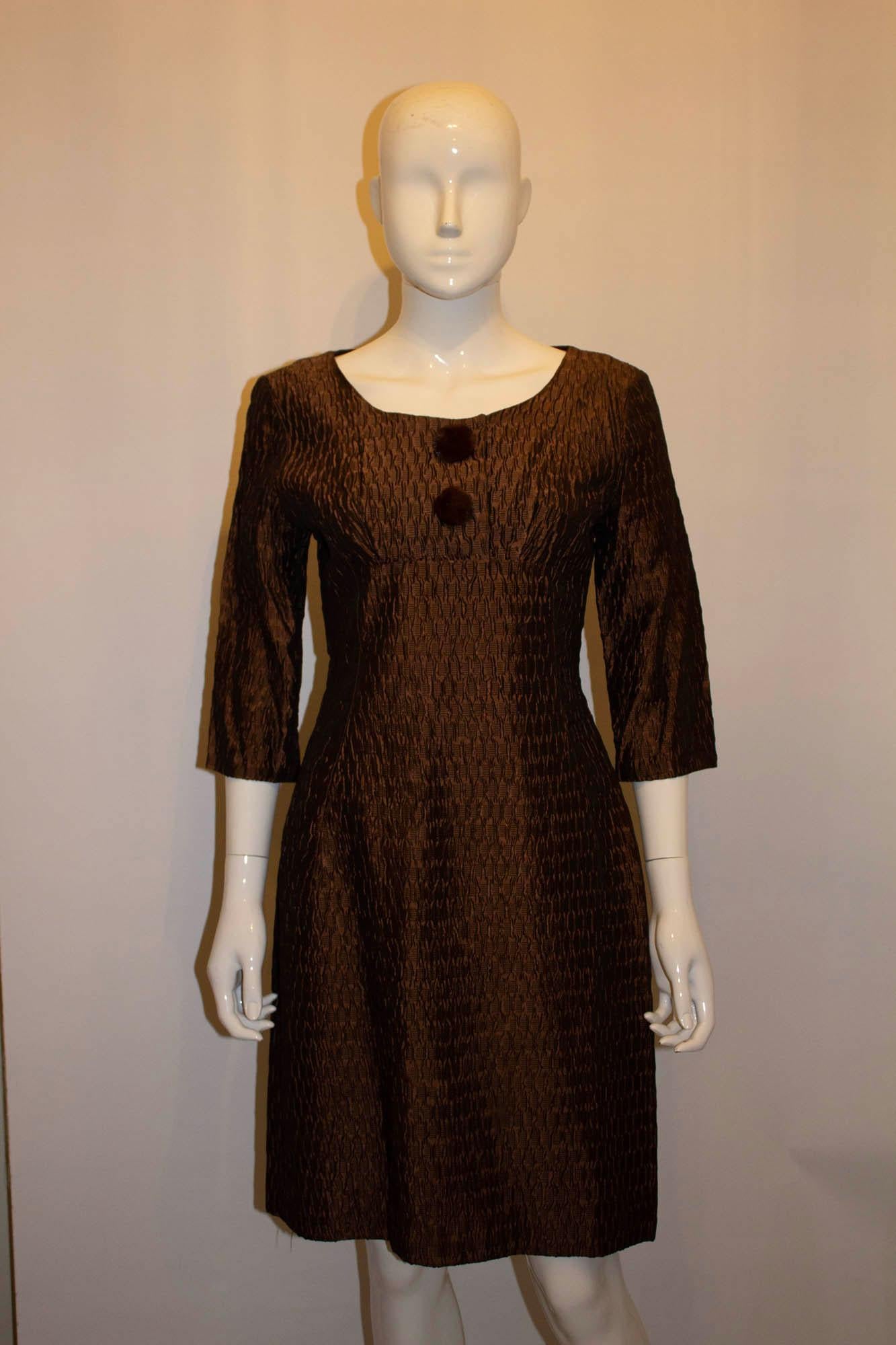 Vintage Lee Delman  Brown Dress and Coat For Sale 4