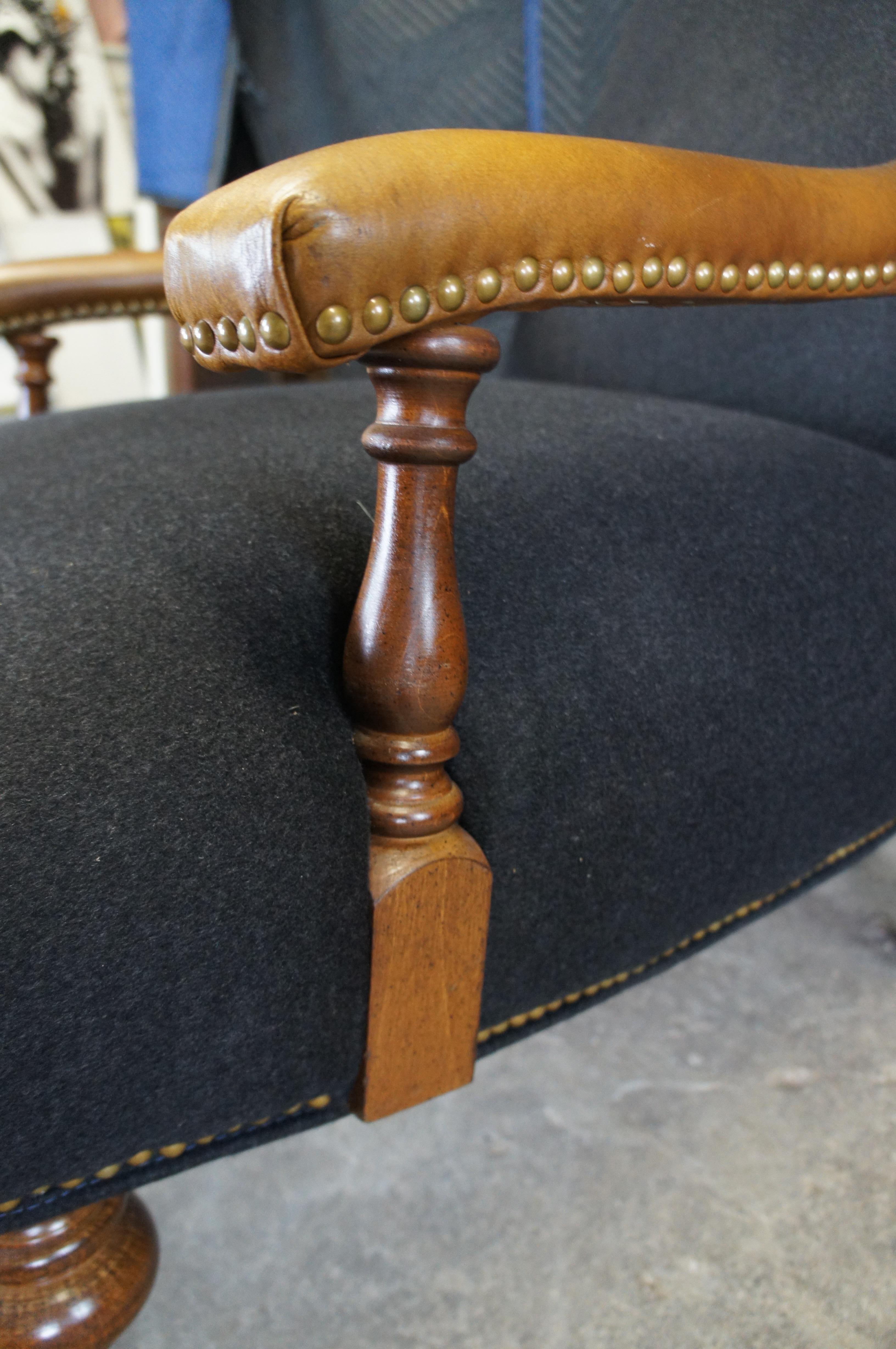 Vintage Lee Industries Leather Flannel Club Library Lounge Fireside Armchair 3