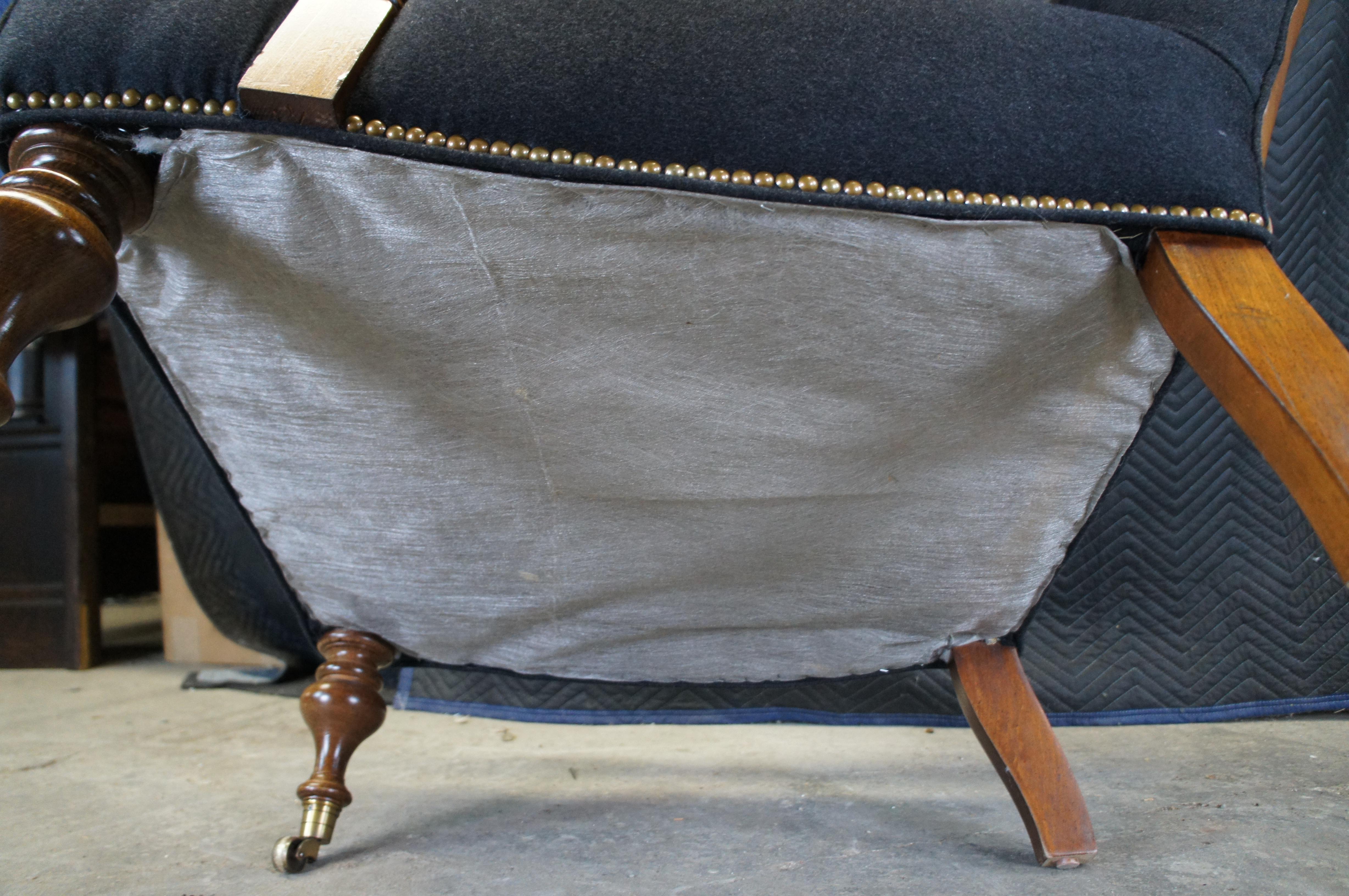 Vintage Lee Industries Leather Flannel Club Library Lounge Fireside Armchair 5