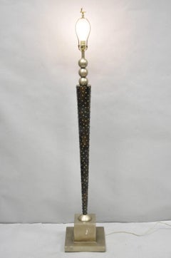 Vintage Leeazanne Postmodern Art Deco Style Metal Tapered Skyscraper Floor Lamp
