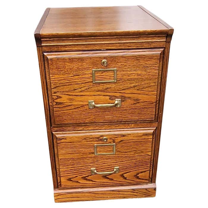 Vintage Legal Size Riverside Oak Creek Locking Filing Cabinet For Sale ...
