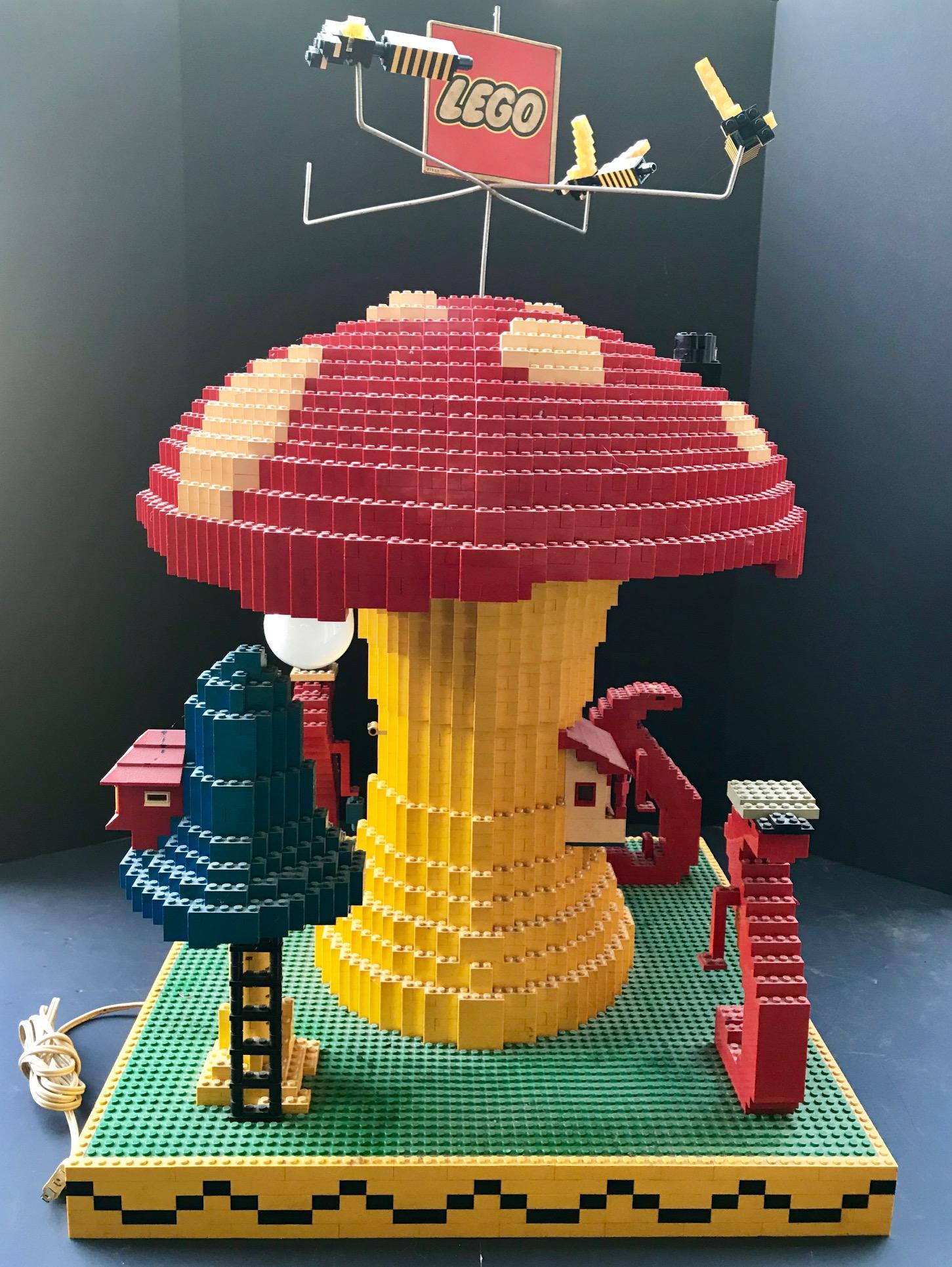 Danish Vintage Lego Super Mario Brothers Magic Mushroom Lamp, Lego Advertising Display