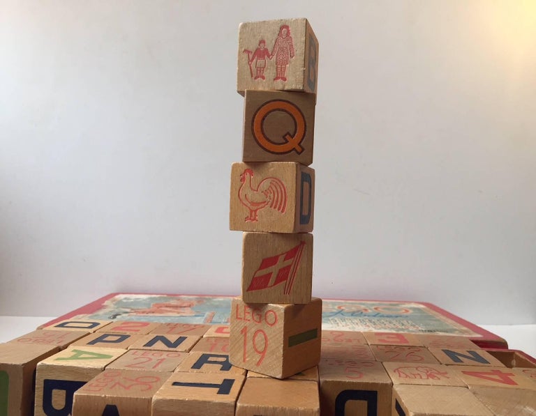 Vintage Lego Building Blocks in Wood, Complete Set, Denmark, 1940s For Sale at 1stDibs