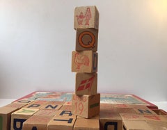 Vintage Lego Building Blocks in Wood, Complete Set, Denmark, 1940s
