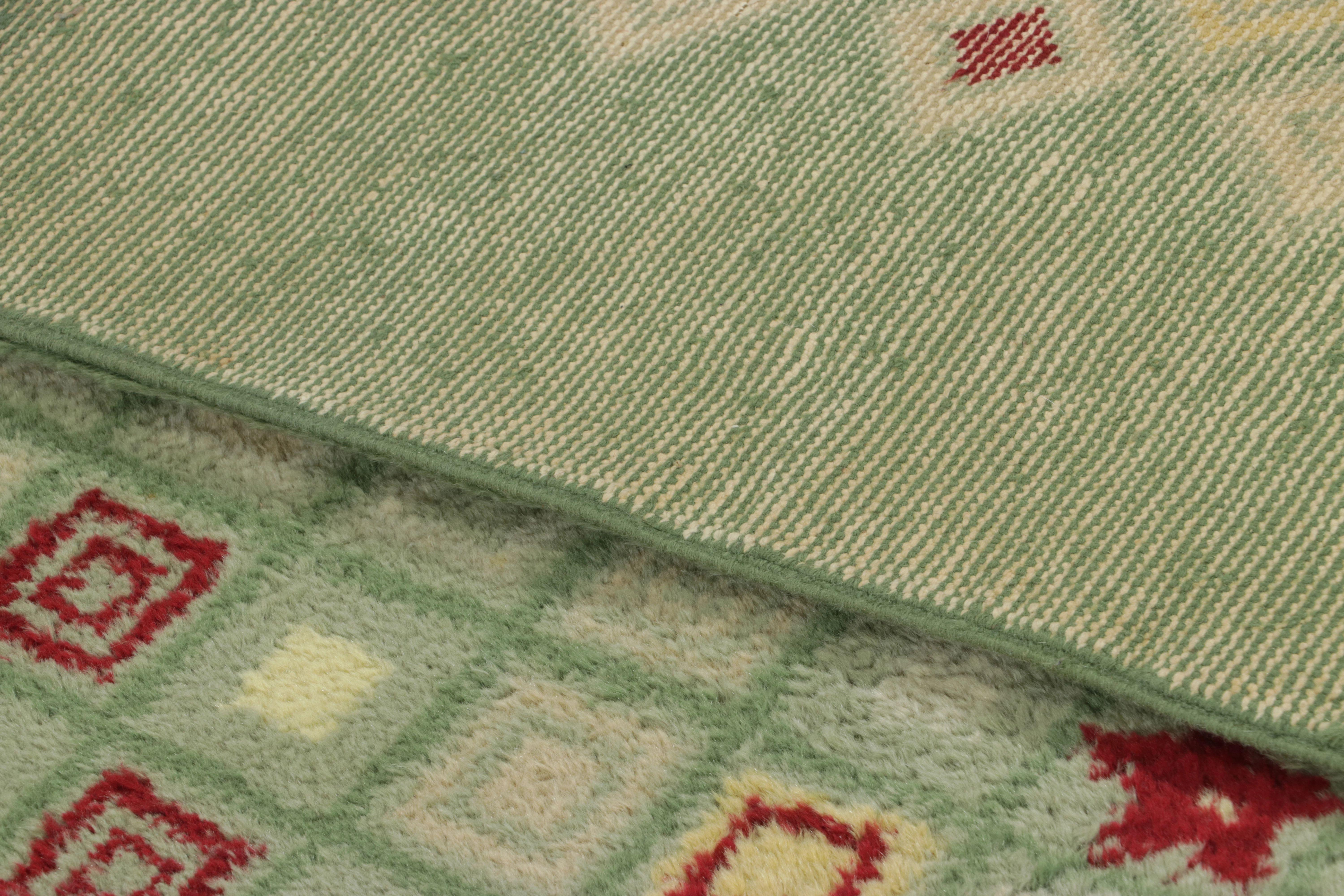 Milieu du XXe siècle Tapis Vintage Leleu French Art Deco, Green Geometric Gallery Runner - Rug & Kilim en vente