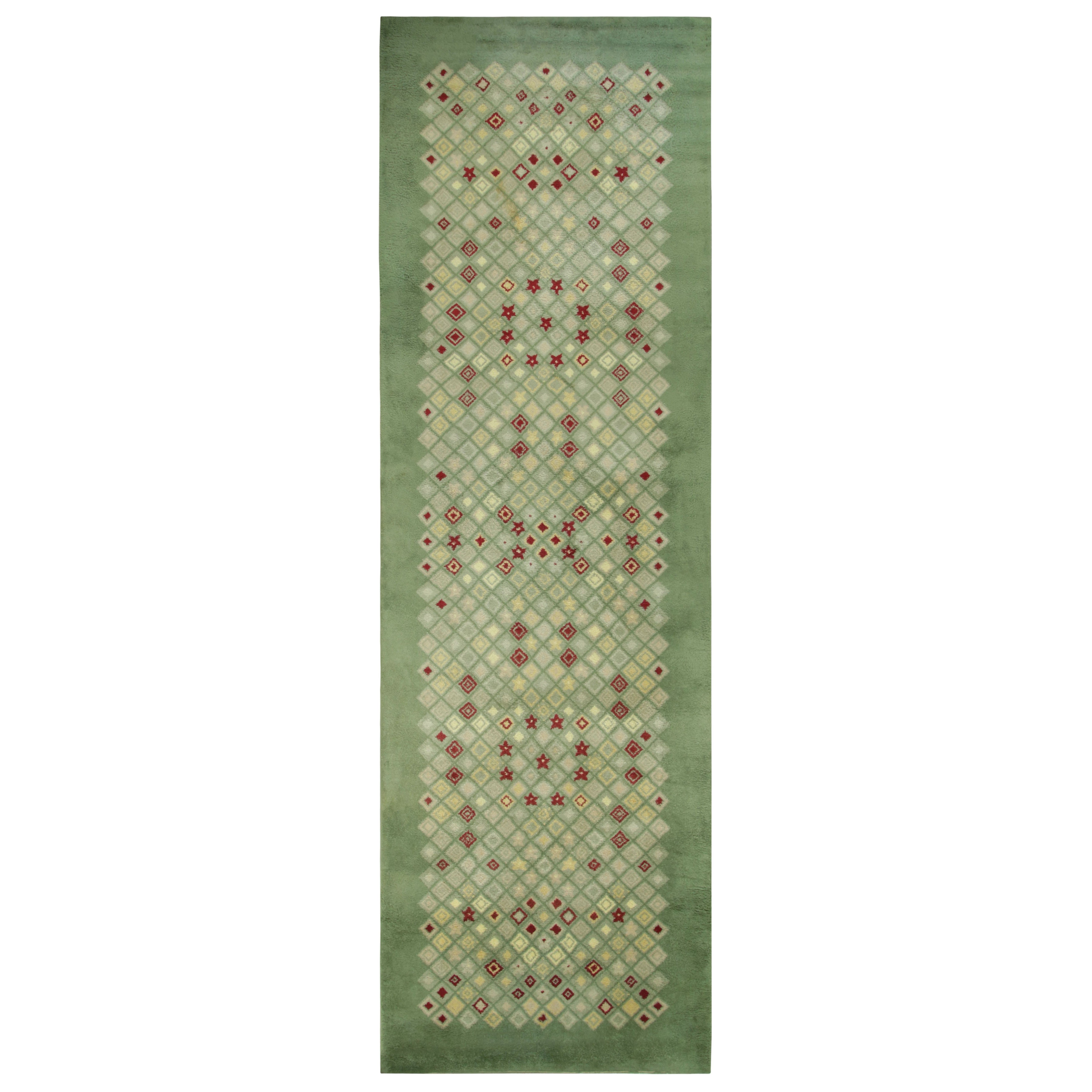 Tappeto vintage Leleu French Art Deco, Runner Geometrico Verde Gallery - Rug
Kilim