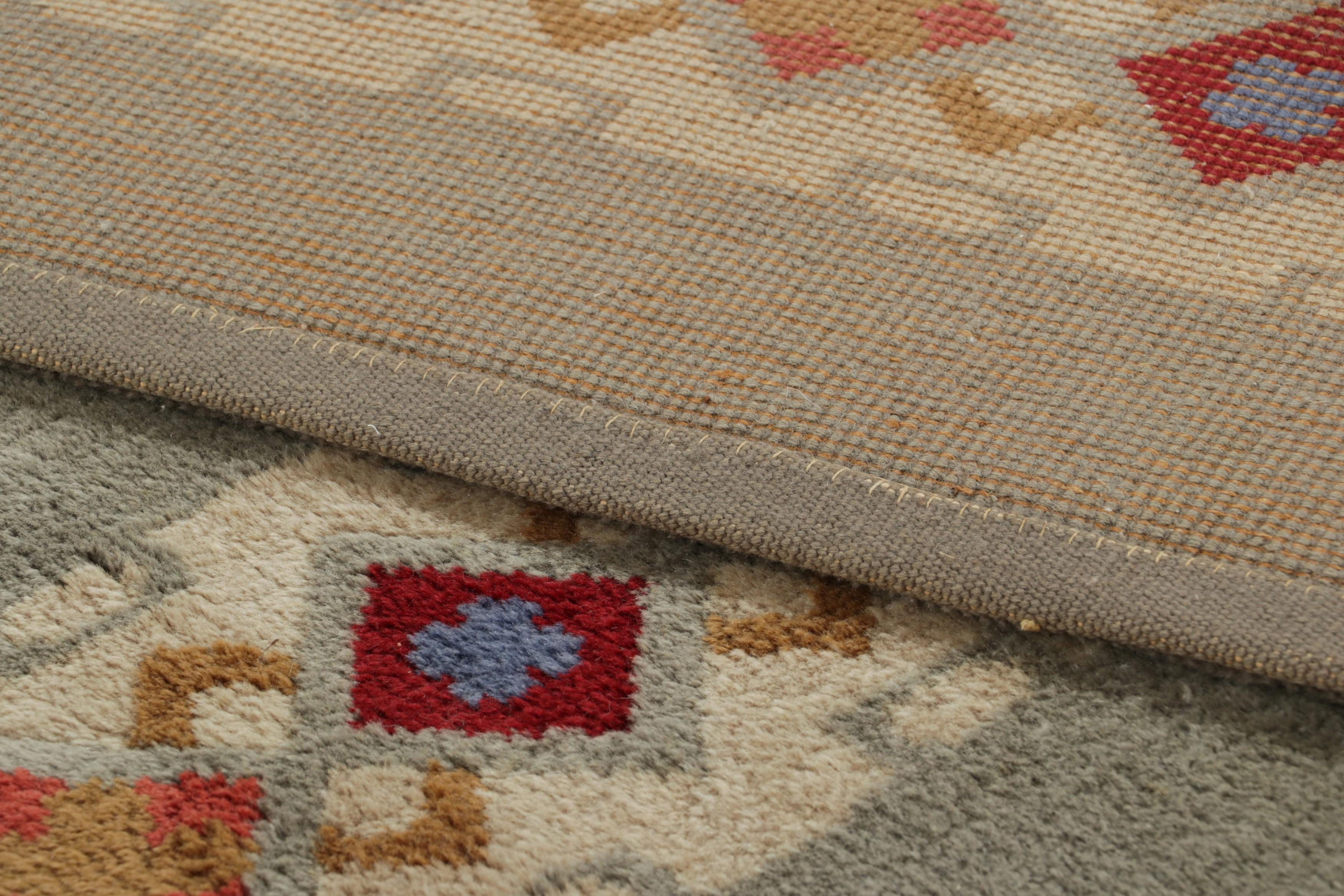 Vintage Leleu French Art Deco Rug in Gray with Geometric Pattern  Rug & Kilim For Sale 1