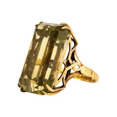 Vintage Lemon Citrine and 9 Carat Gold Cocktail Ring