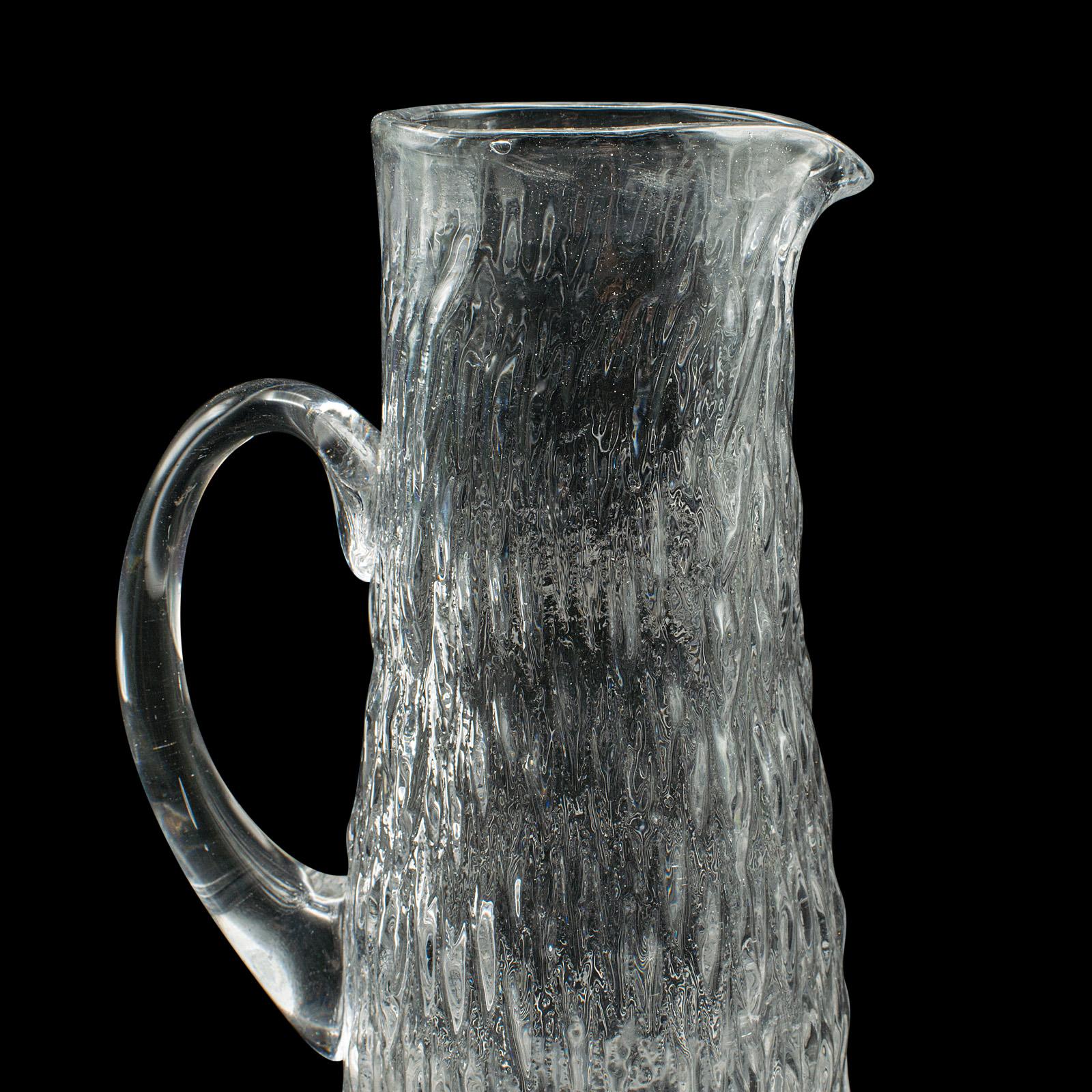 Pichet à limonade vintage anglais, verre, pichet à boissons, aiguière de service, milieu du siècle dernier en vente 3