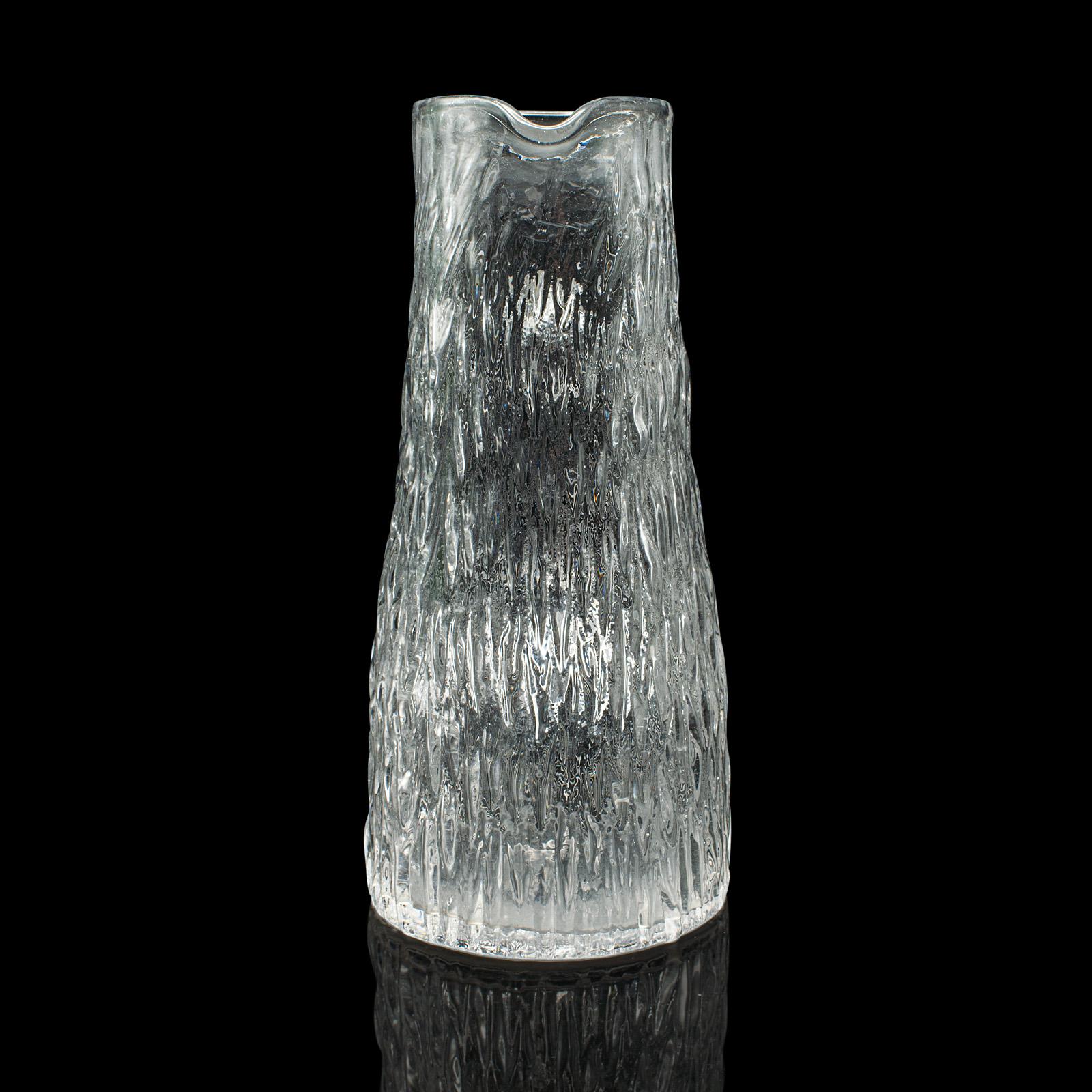 Mid-Century Modern Pichet à limonade vintage anglais, verre, pichet à boissons, aiguière de service, milieu du siècle dernier en vente