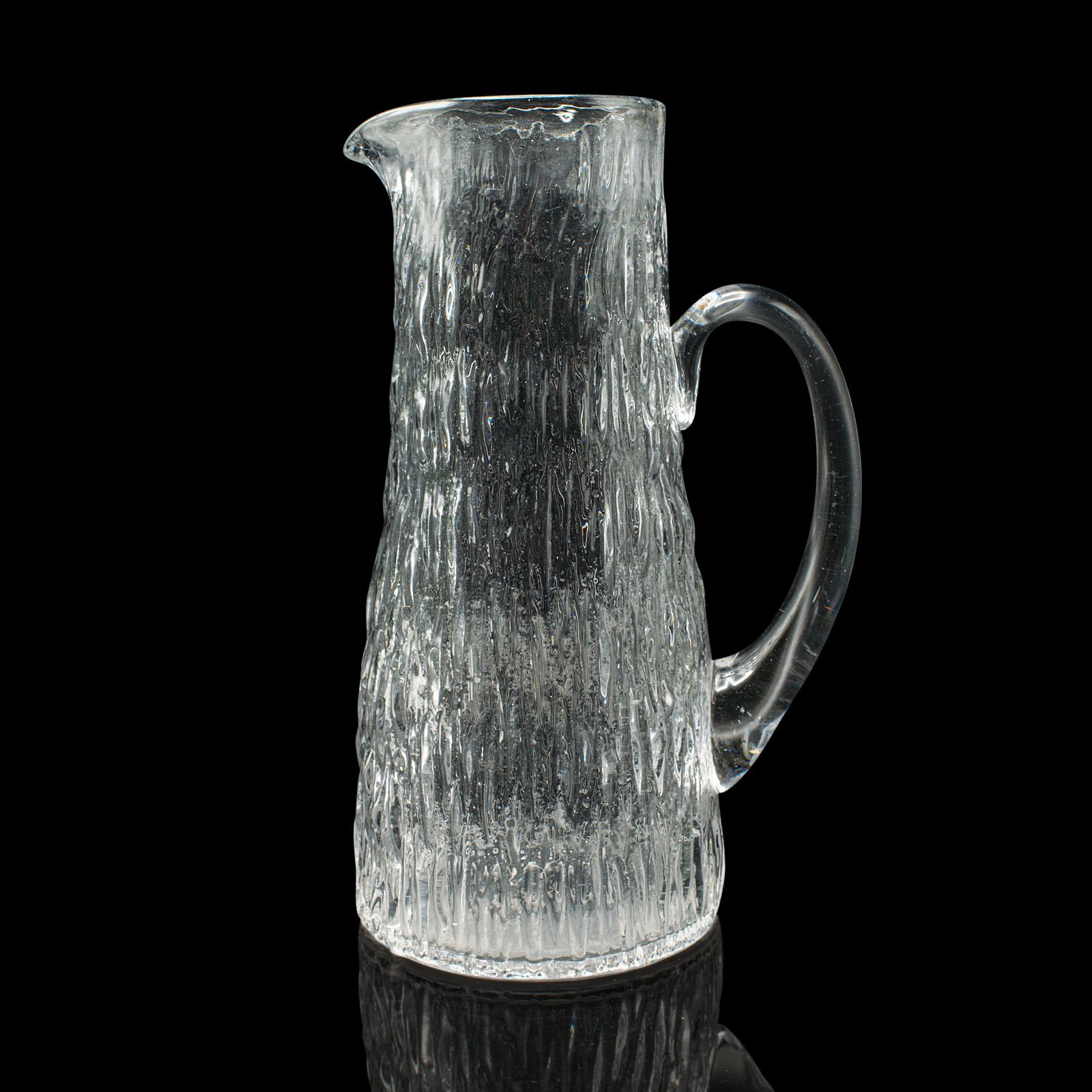 Pichet à limonade vintage anglais, verre, pichet à boissons, aiguière de service, milieu du siècle dernier Bon état - En vente à Hele, Devon, GB
