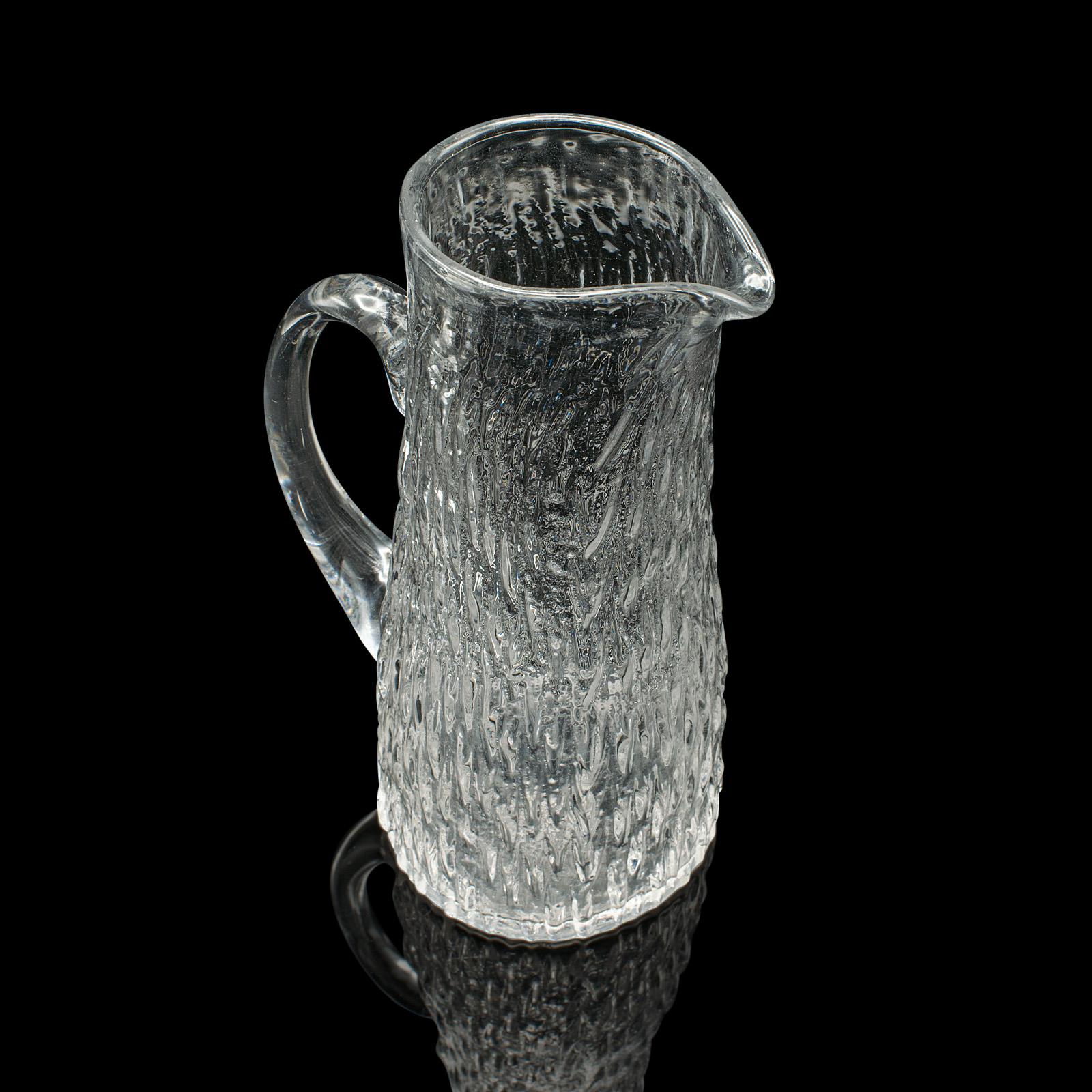 20ième siècle Pichet à limonade vintage anglais, verre, pichet à boissons, aiguière de service, milieu du siècle dernier en vente