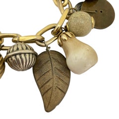 Vintage LENORA DAME designer gold charm bracelet