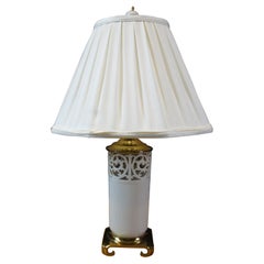 Vintage Lenox by Quoizel Reticulated Porcelain and Brass Table Lamp & Shade