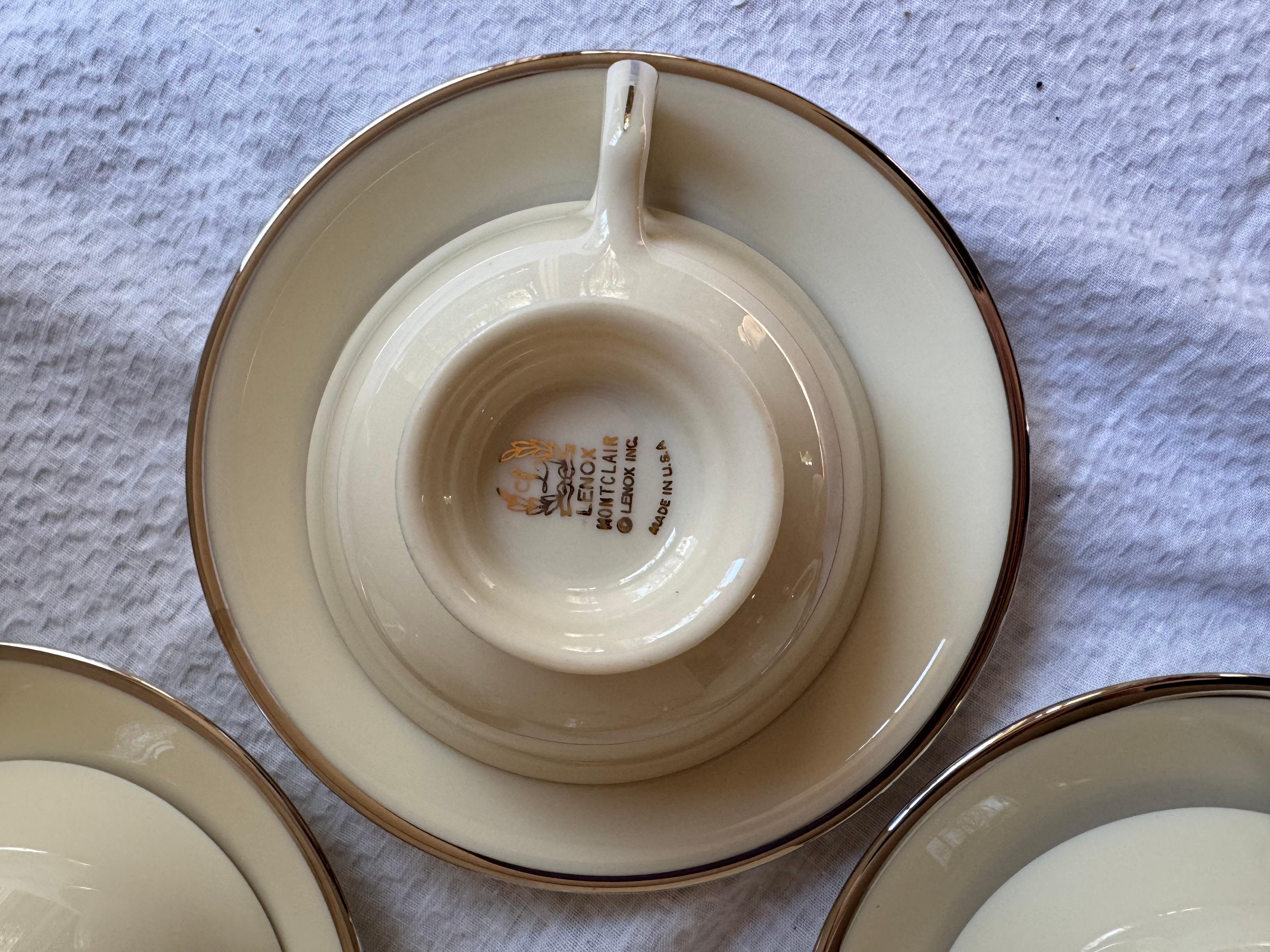 Vintage Lenox montclair Teetassen und Untertassen Satz für 10 (Knochen) im Angebot