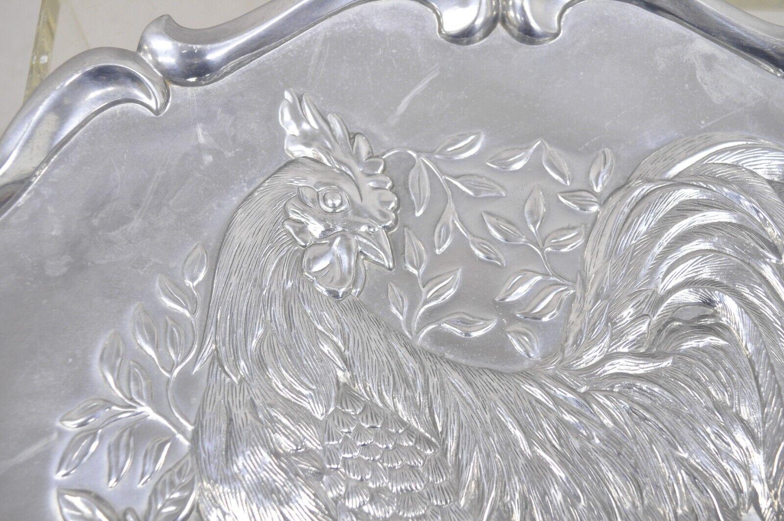20th Century Vintage Lenox Retired Large Rooster Metal Holiday Serving Plater Tray For Sale