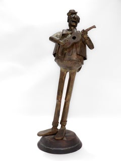 Vintage Leo Jensen Bronze Guitar Player Figural Sculpture