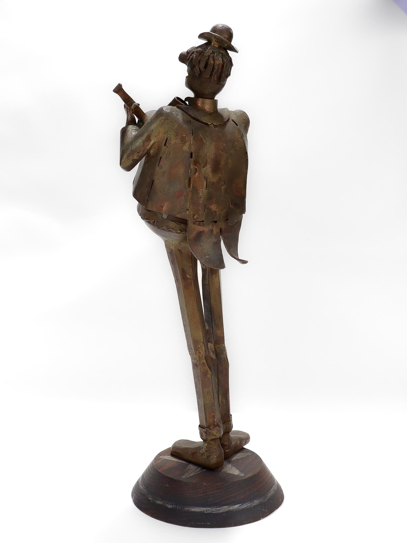 20ième siècle Vintage Jensen Bronze Guitar Player Figural Sculpture en vente