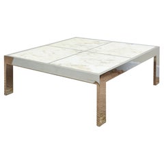 Vintage Leon Rosen for Pace Chrome and Marble Square Cocktail Table