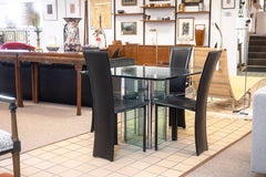 Vintage Leon Rosen for Pace Chrome and Rounded Square Glass Dinette Dining Table
