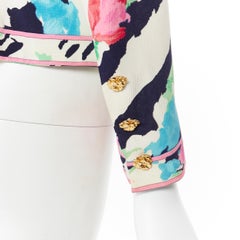 vintage LEONARD 90's floral pink rose print double breasted blazer jacket US0