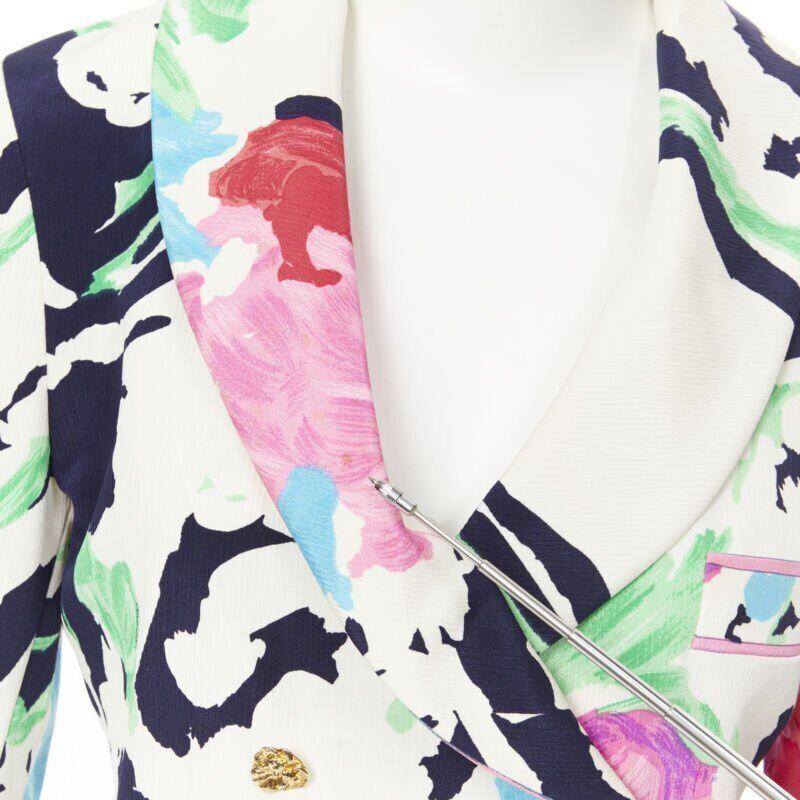 vintage LEONARD 90's floral pink rose print double breasted blazer jacket US0 For Sale 2