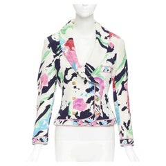 vintage LEONARD 90's floral pink rose print double breasted blazer jacket US0