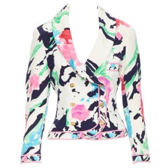 Vintage LEONARD 90's floral rosa rose print double breasted Blazer Jacke US0