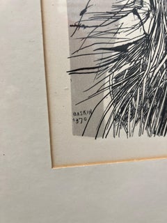 Vintage Leonard Baskin "Ahab With Red Hat" Lithograph