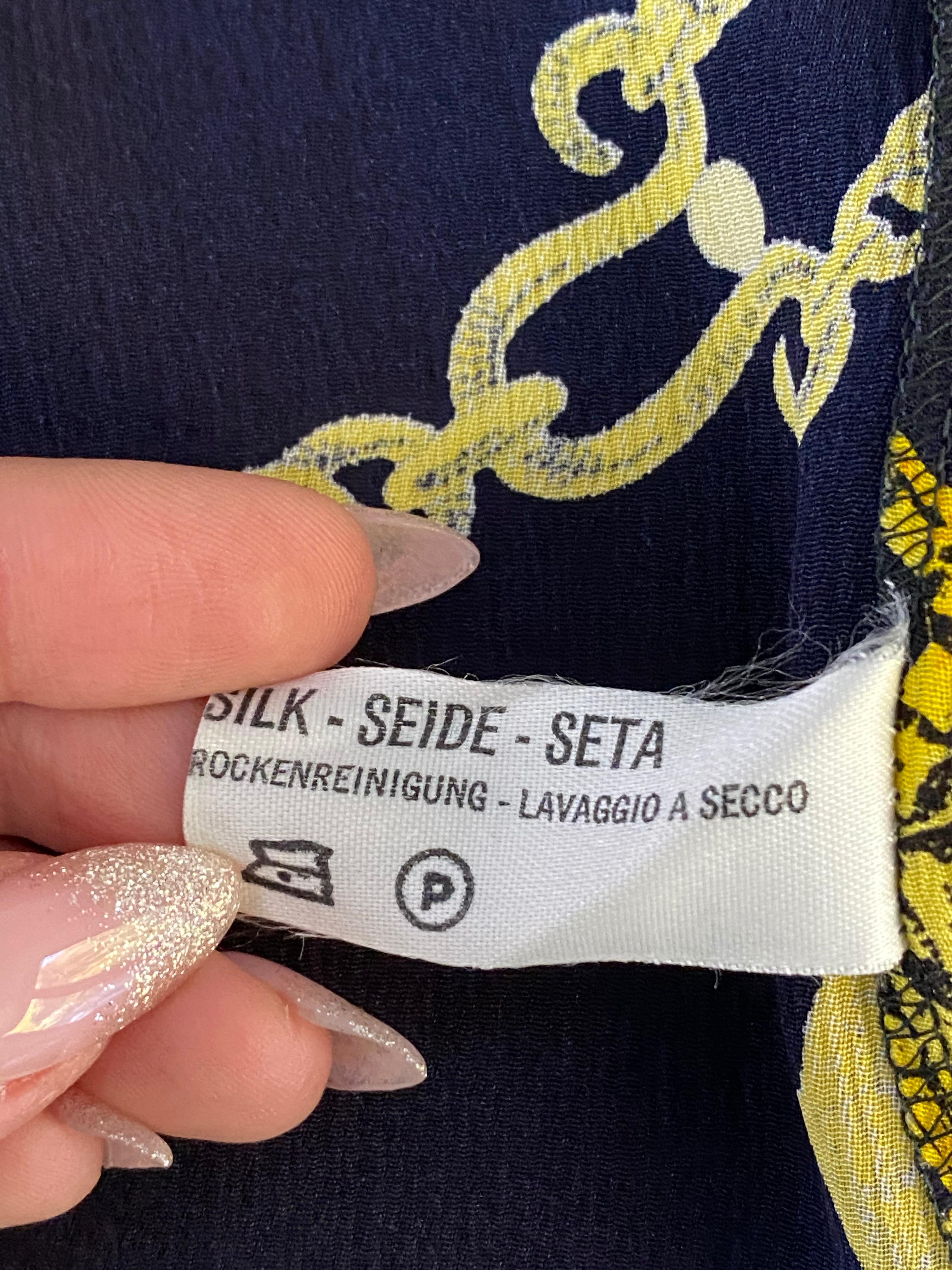 Mini Vestido Vintage LEONARD Negro y Amarillo Cuello en V en venta 3