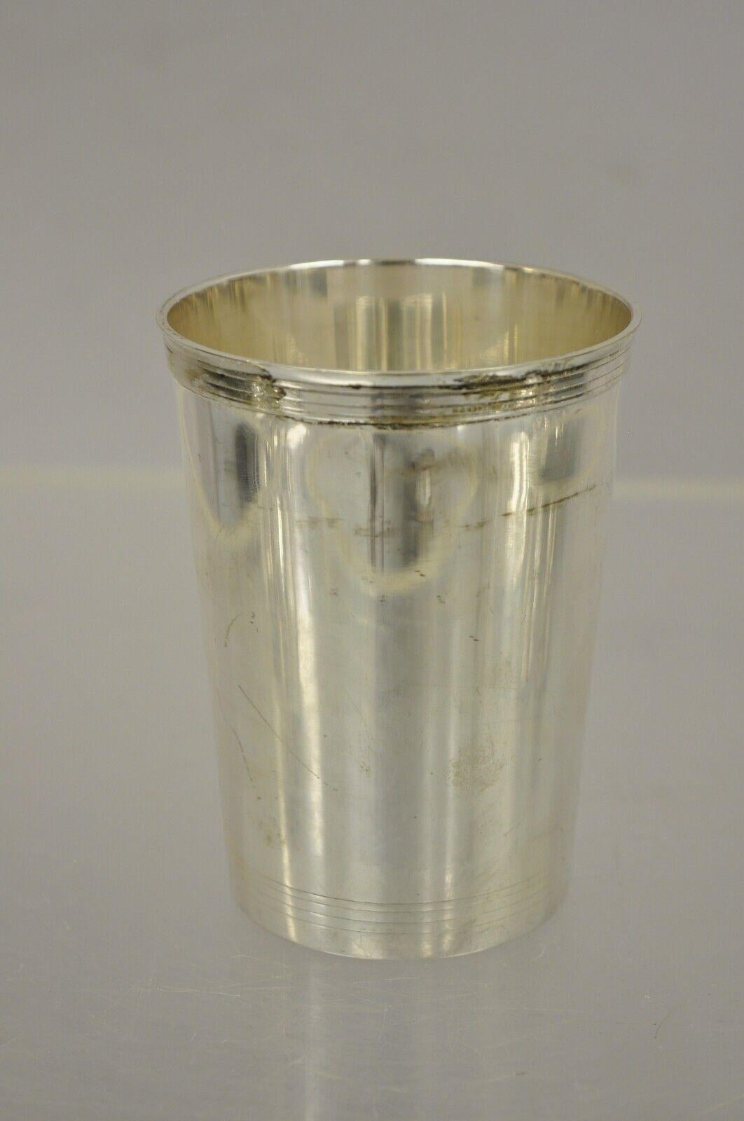 Vintage Leonard EPNS silver plate mint Julep cup 818 Modern - Set of 12. Item features (12) cups, nice weight, original label, very nice vintage set, clean modernist lines, quality craftsmanship. mid to late 20th century. Measurements: 4