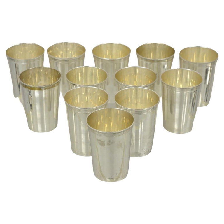 Vintage Leonard EPNS Silver Plate Mint Julep Cup 818 Modern, Set of 12
