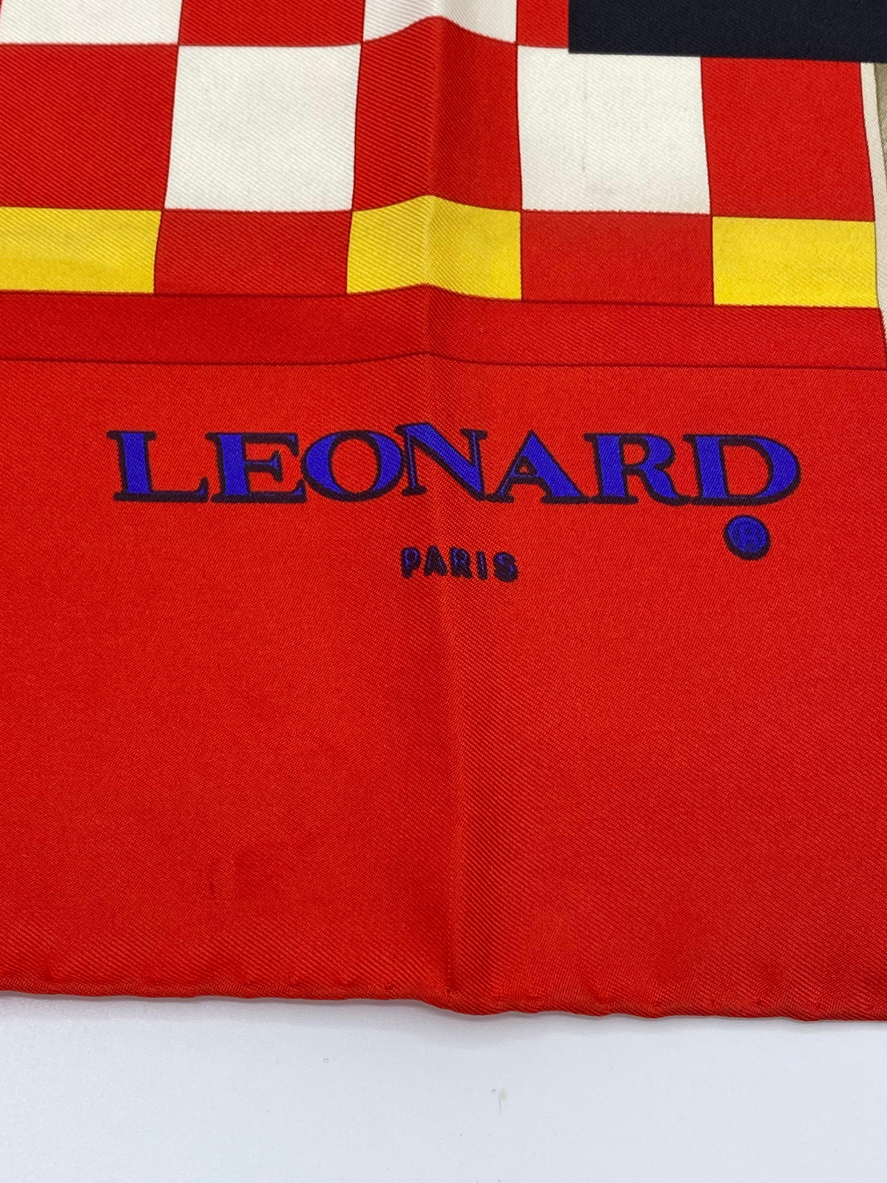Vintage Leonard Multicolored Silk Game Scarf For Sale 7