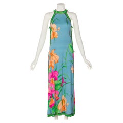 Vintage Leonard Paris Floral Print Open Side Silk Jersey Dress, 1970s
