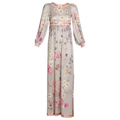 Vintage Leonard Paris Seide Blumendruck Maxi Kleid, CIRCA 1970er, XS/S
