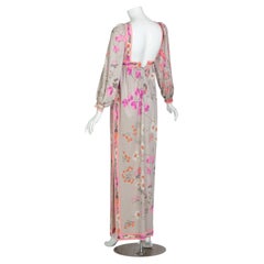 Vintage Leonard Paris Seide Blumendruck Maxi Kleid, CIRCA 1970er, XS/S