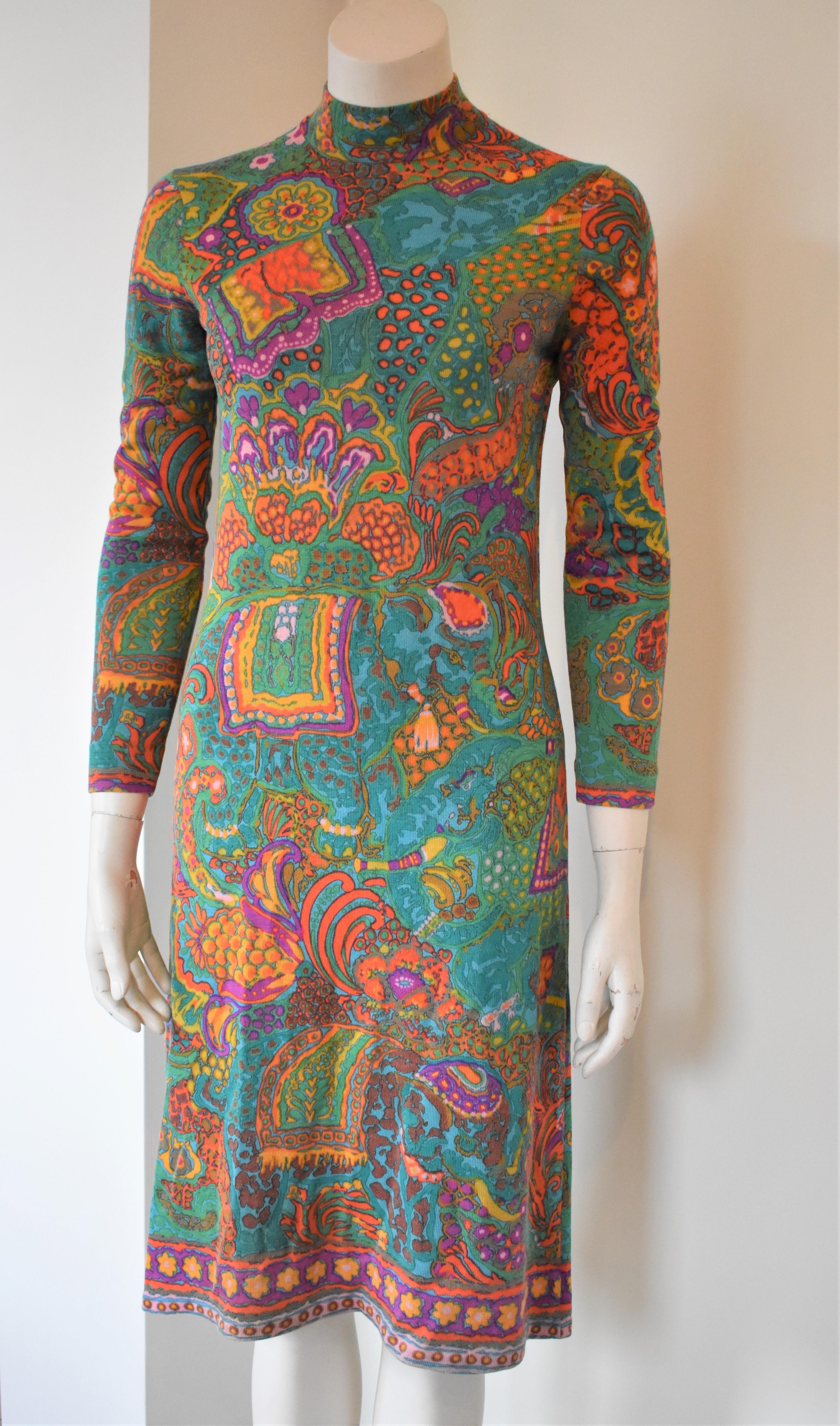 A beautiful vintage dress made by Leonard Paris in a colorful print