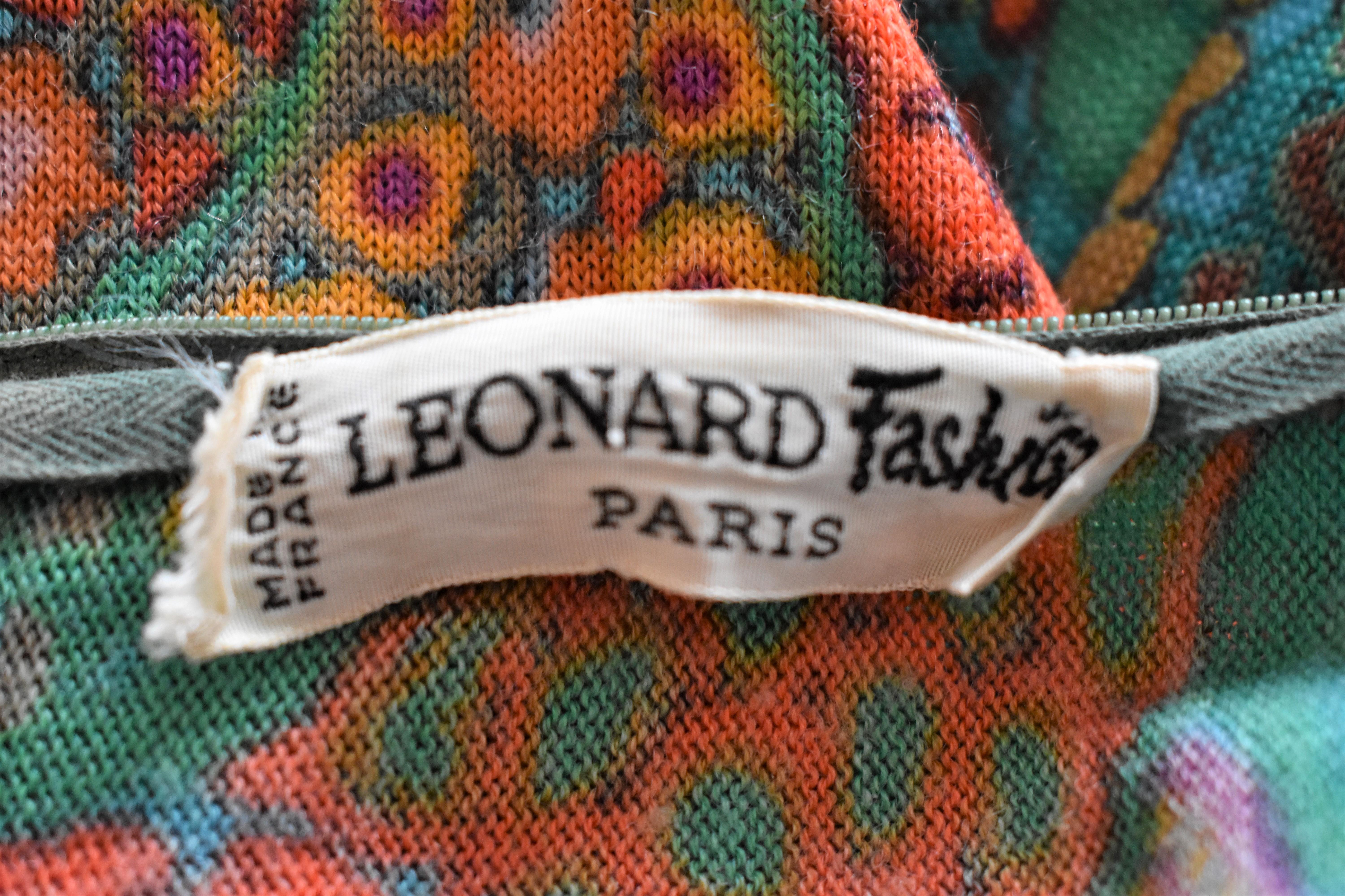 Vintage Leonard Paris Silk Jersey Colorful Print Dress 2