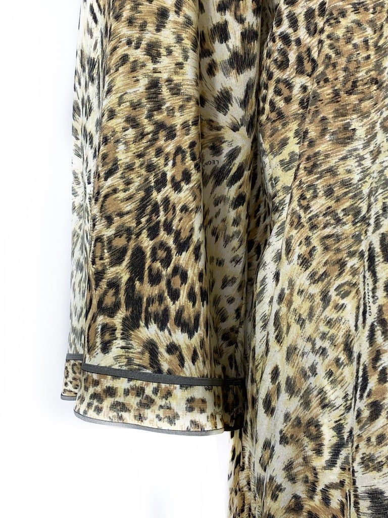 Vintage LEONARD Paris Silk Leopard 3/4 Sleeve Mini Dress Size 42 For ...
