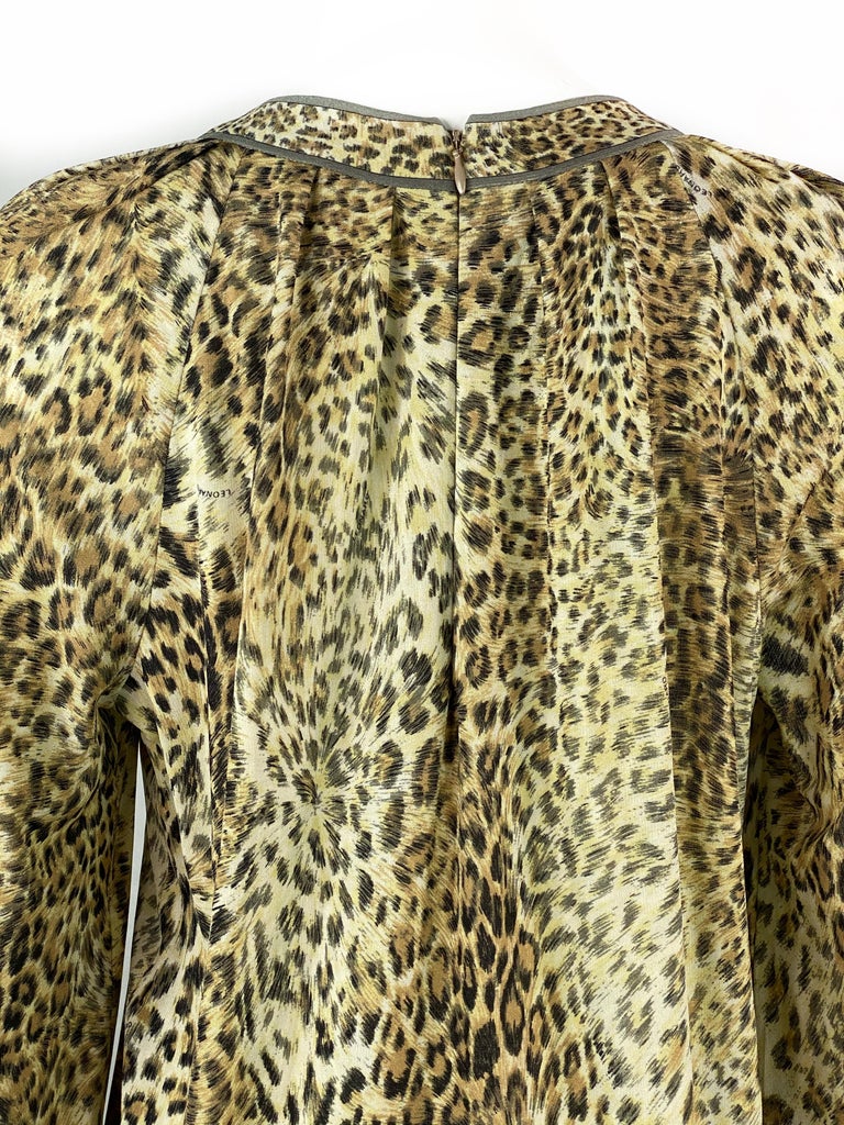 Vintage LEONARD Paris Silk Leopard 3/4 Sleeve Mini Dress Size 42 For ...