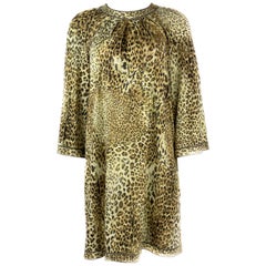 Retro LEONARD Paris Silk Leopard 3/4 Sleeve Mini Dress Size 42